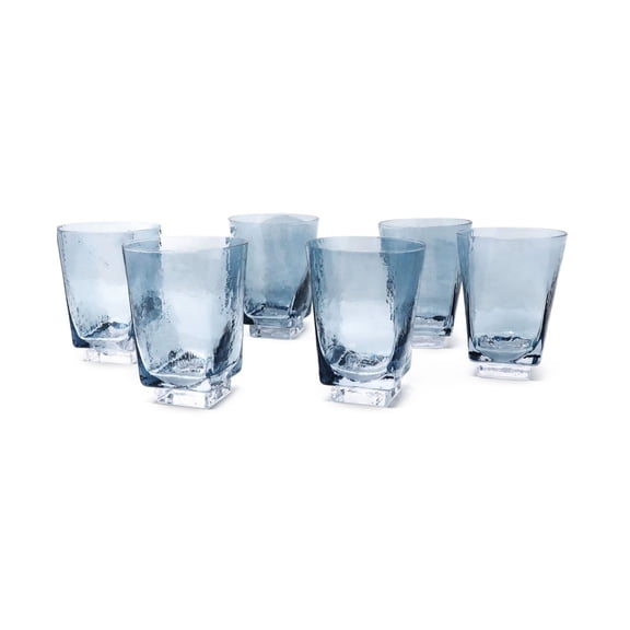 Set of 6 Hammered Design Glass Glasses