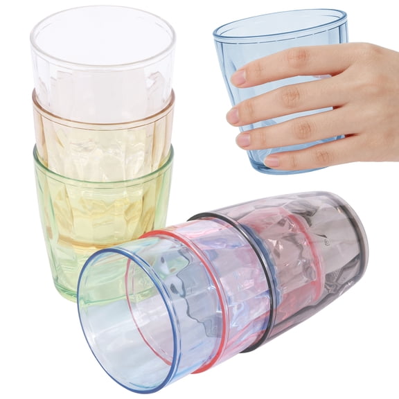Set of 6 Hammered Style 310ML Acrylic Glass Tumbler Dishwasher Safe Acrylic Drinking Cup for Home Restaurant School Outdoor Picnic Use (Multi Color)