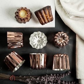 Set of 6 Handcrafted French Copper Canelé Molds – Copper Molds for Perfect Pastries | Pastry & Muffin Pan | for Cupcakes or Mini Cakes | 2" H x 2" D