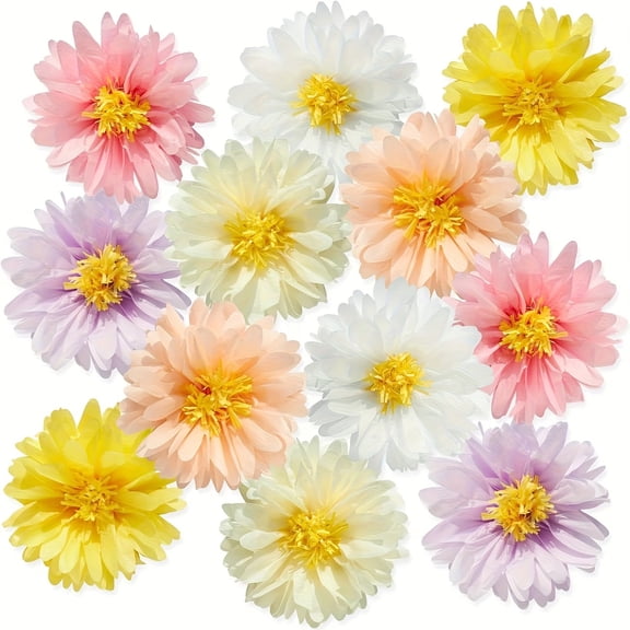 Set of 6 Handmade 8-Inch Colorful Daisy Paper Flower Balls for Weddings and Parties