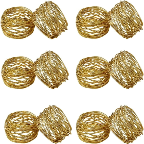 Set of 6 Handmade Gold Round Mesh Napkin Ring Holders for Dining Table Party Dcor.