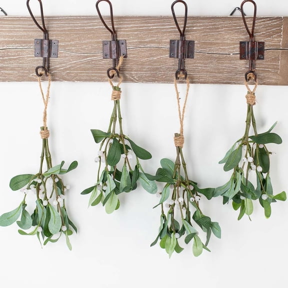 Factory Direct Craft Hanging Artificial Mistletoe, Set of 6, 8 Inch Christmas Mistletoe Dcor