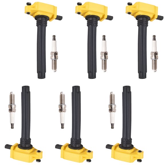Set of 6 Heavy Duty ISA Ignition Coil and Iridium Spark Plugs Compatible with 2014-2019 Ram ProMaster 3500 3.6L V6 Replacement for UF648
