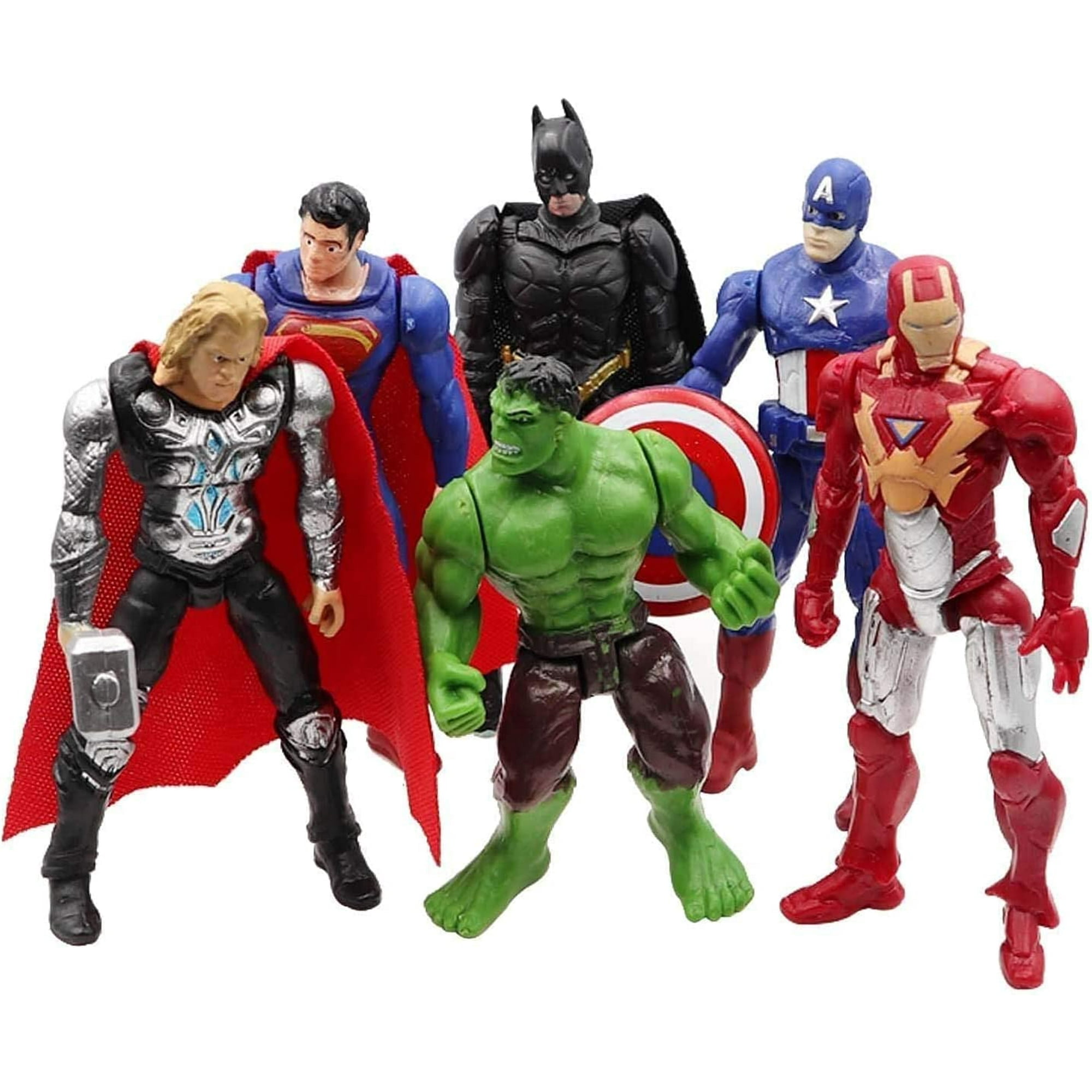 GSMD Superhero Action Figures, Set of 6, Durable, Detailed Design, Articulated Joints, Collectible Toy Set For Kids