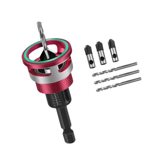 Set of 6 High Efficiency Two Flutes Drill Bit Including Depth Limit Rings Woodworking Drills for Fast Projects