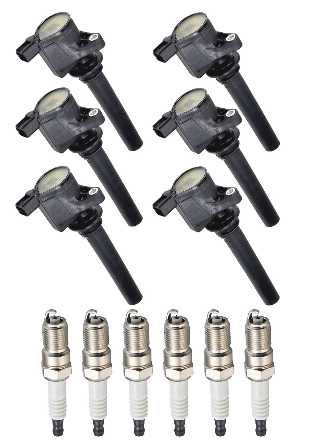 Set of 6 ISA Brand Ignition Coil and Spark Plug Compatible with 2005 2006 Ford Five Hundred 3.0L V6 Replacement for DG513 FD502