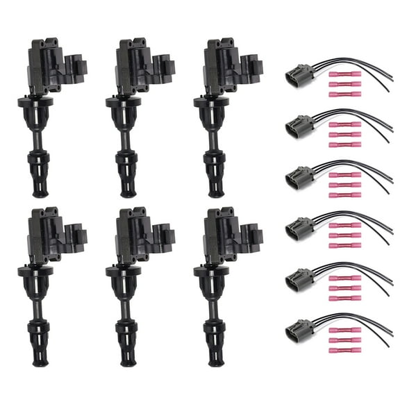 Set of 6 ISA Ignition Coil & 6 Ignition Coil Connector for 1990-1996 Nissan 300ZX 1993-1997 INFINITI J30 V6 3.0L Replacement For UF132,S2104
