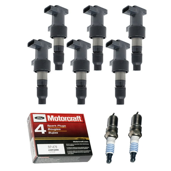 Set of 6 ISA Ignition Coil and 6 Motorcraft Spark Plug Compatible with 2003 Jaguar X-Type 3.0L V6 Replacement for UF435 C1402