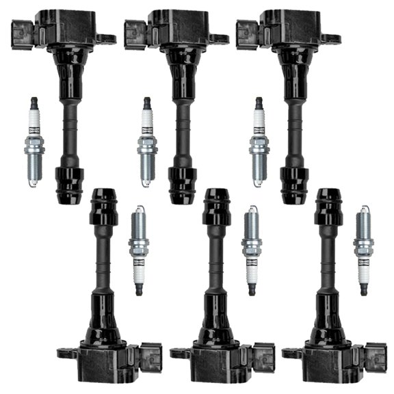 Set of 6 ISA Ignition Coil and Champion Spark Plugs Compatible with 2002-2008 Nissan Maxima 3.5L V6 Replacement for UF349