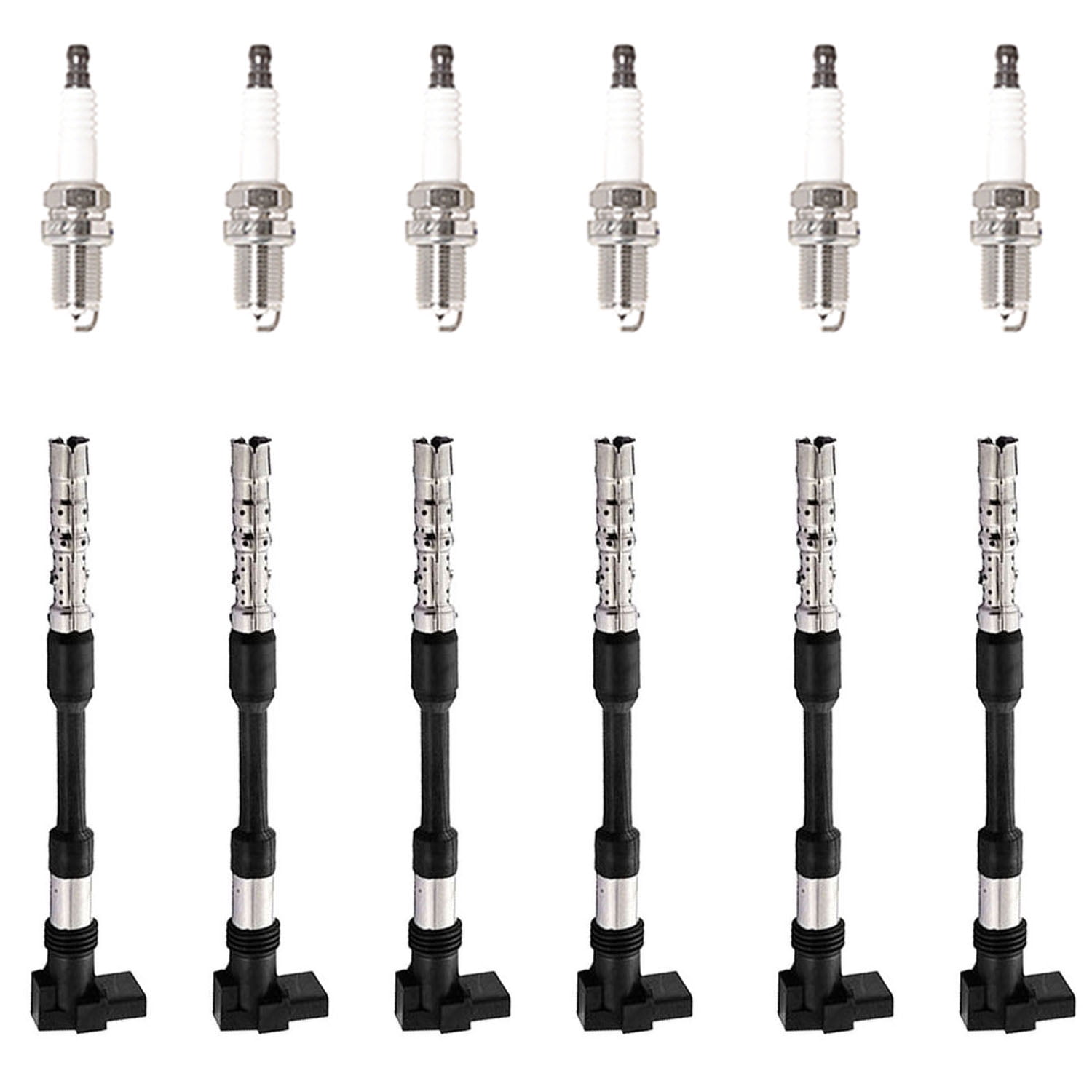 Set of 6 ISA Ignition Coil and Platinum Spark Plugs Compatible with 2001-2003 Volkswagen EuroVan 2.8L V6 Replacement for UF514