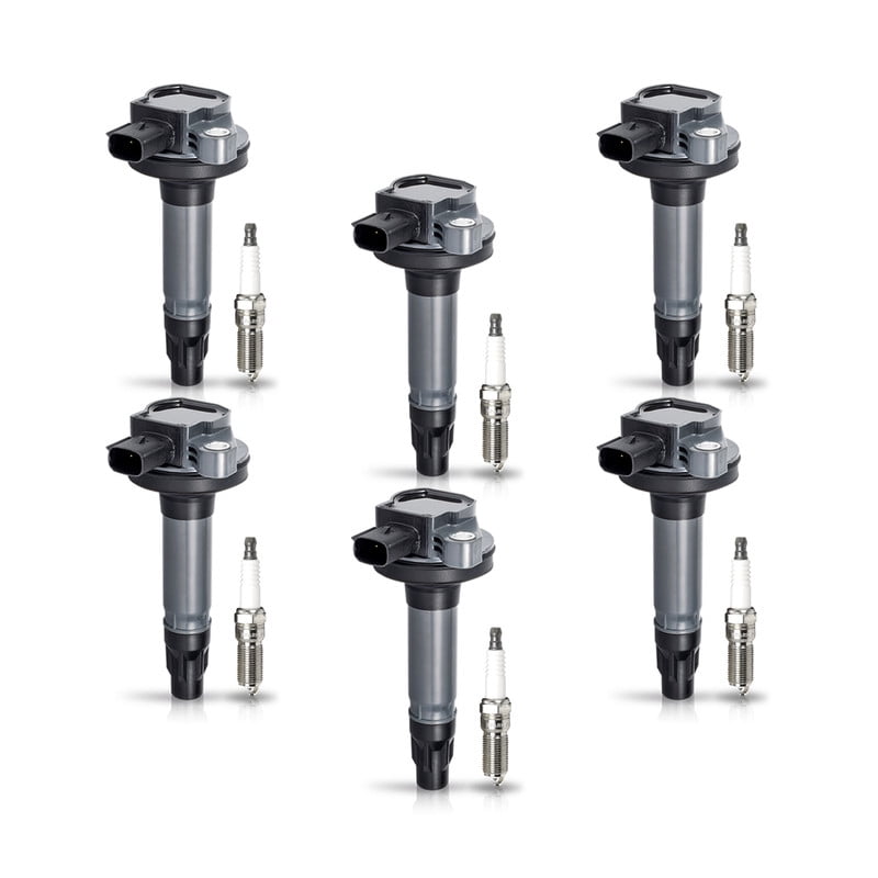 ISA Ignition Coil Pack and 6 Spark Plug SP411 Compatible with Ford Edge Flex Fusion Lincoln MKS MKT MKX MKZ Mazda CX-9 3.5L 3.7L Replacement for UF553 UF595 5C1652 ‌Set of 6