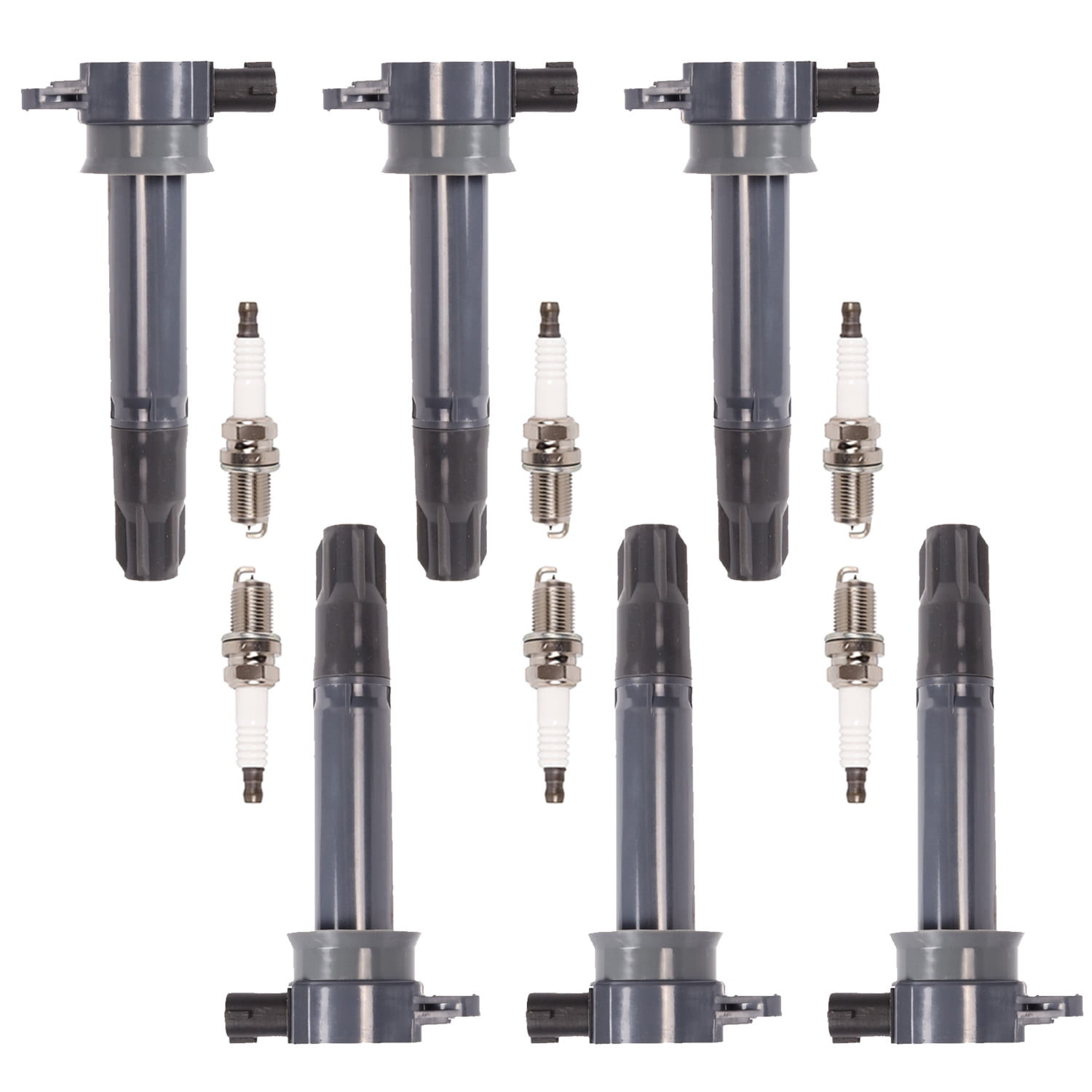 Set of 6 ISA Ignition Coil and Platinum Spark Plugs Compatible with 2010-2011 Mitsubishi Endeavor 3.8L V6 Replacement for UF643