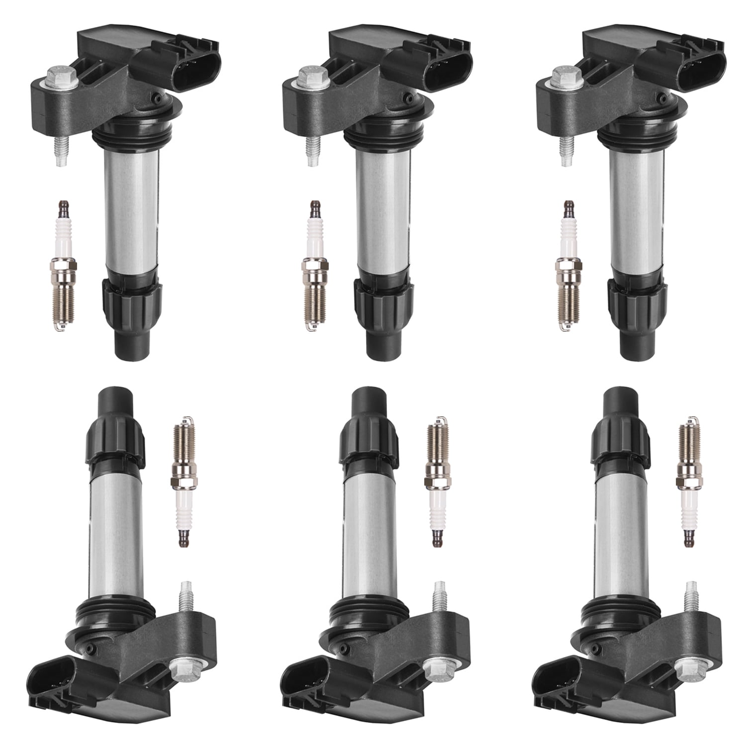 Set of 6 ISA Ignition Coil and Spark Plugs Compatible with 2008-2019 Buick Enclave 3.6L V6 Replacement for UF569