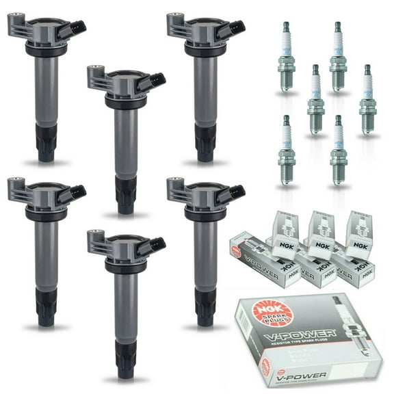 Set of 6 ISA Ignition Coils & 6 NGK Spark Plugs for 2004-2010 Toyota Solara Sienna Highlander & Lexus RX400h 3.3L Replacement for UF506