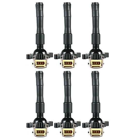 Set of 6 ISA Ignition Coils Compatible with 2001 2002 BMW 525i 2.5L L6 Replacement for UF300 UF354 C1239