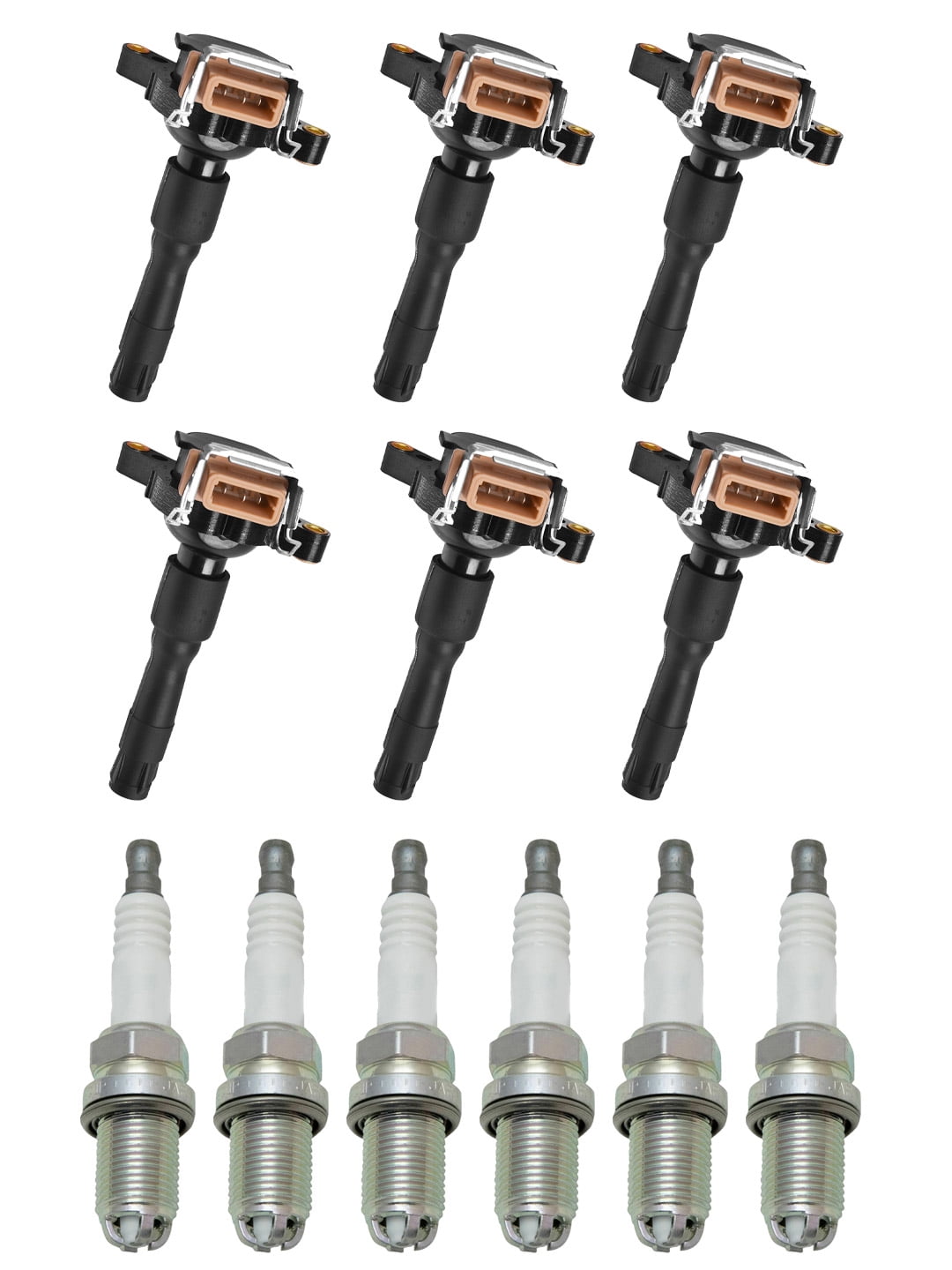 Set of 6 ISA Ignition Coils & NGK Spark Plugs for 1996-2002 BMW X3 Z5 328i 528i Replacement for UF354
