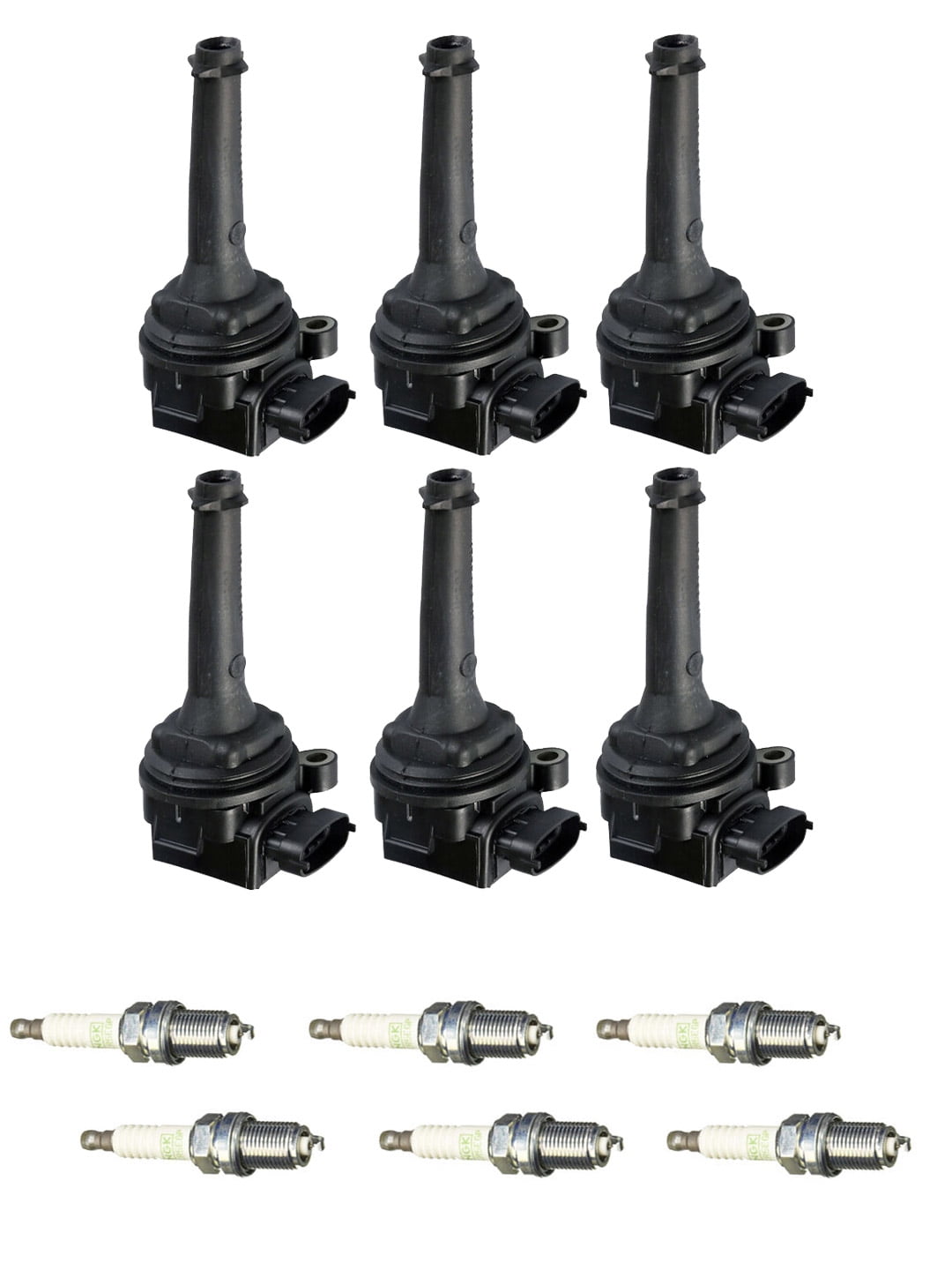 Set of 6 ISA Ignition Coils & NGK Spark Plugs for 1997-2006 Volvo C70 S60 S70 S80 Replacement for UF341