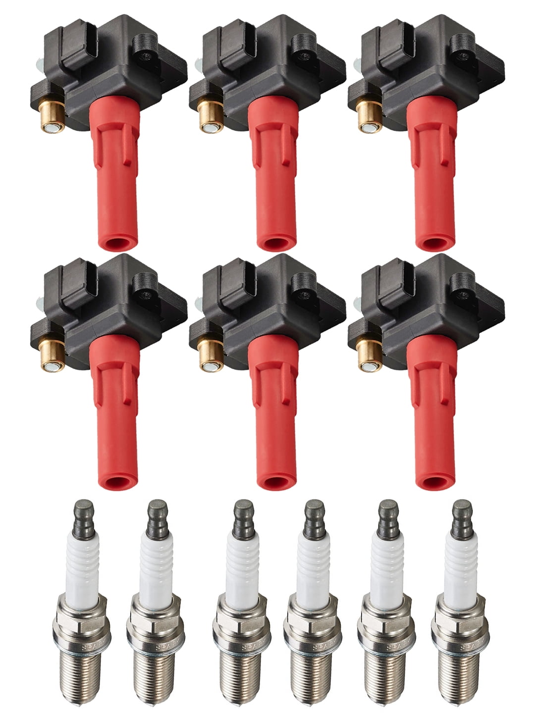 Set of 6 ISA Ignition Coils & Spark Plugs Compatible with 2007 Subaru B9 Tribeca 3.0L H6 Replacement for UF287 C1326 ILFR6B