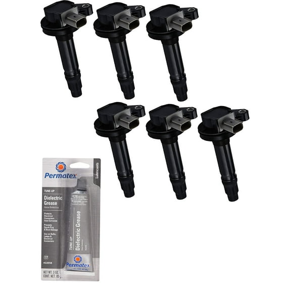 Set of 6 ISA Ignition Coils + Tune Up Grease Compatible with 2010 2011 2012 Ford Flex Taurus Lincoln MKS MKT V6 3.5L Replacement for C1799 UF-612