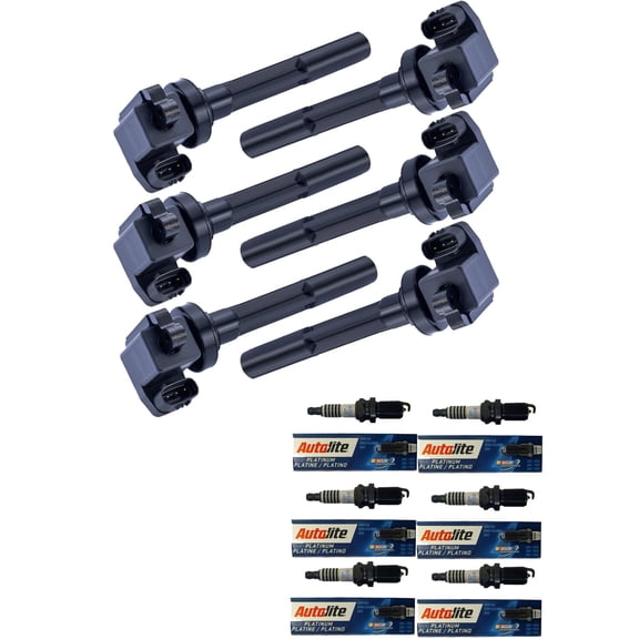 Set of 6 ISA Ignition Coils and 6 Autolite Spark Plugs Compatible with 1996-1997 Isuzu Rodeo 3.2L V6 3165cc -ci Replacement for UF171