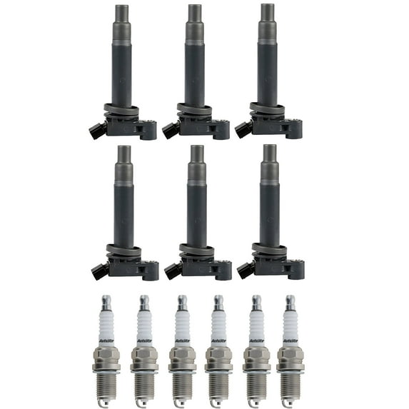 Set of 6 ISA Ignition Coils and 6 Autolite Spark Plugs Compatible with 2000-2004 Toyota Avalon 3.0L V6 2995cc -ci Replacement for UF267