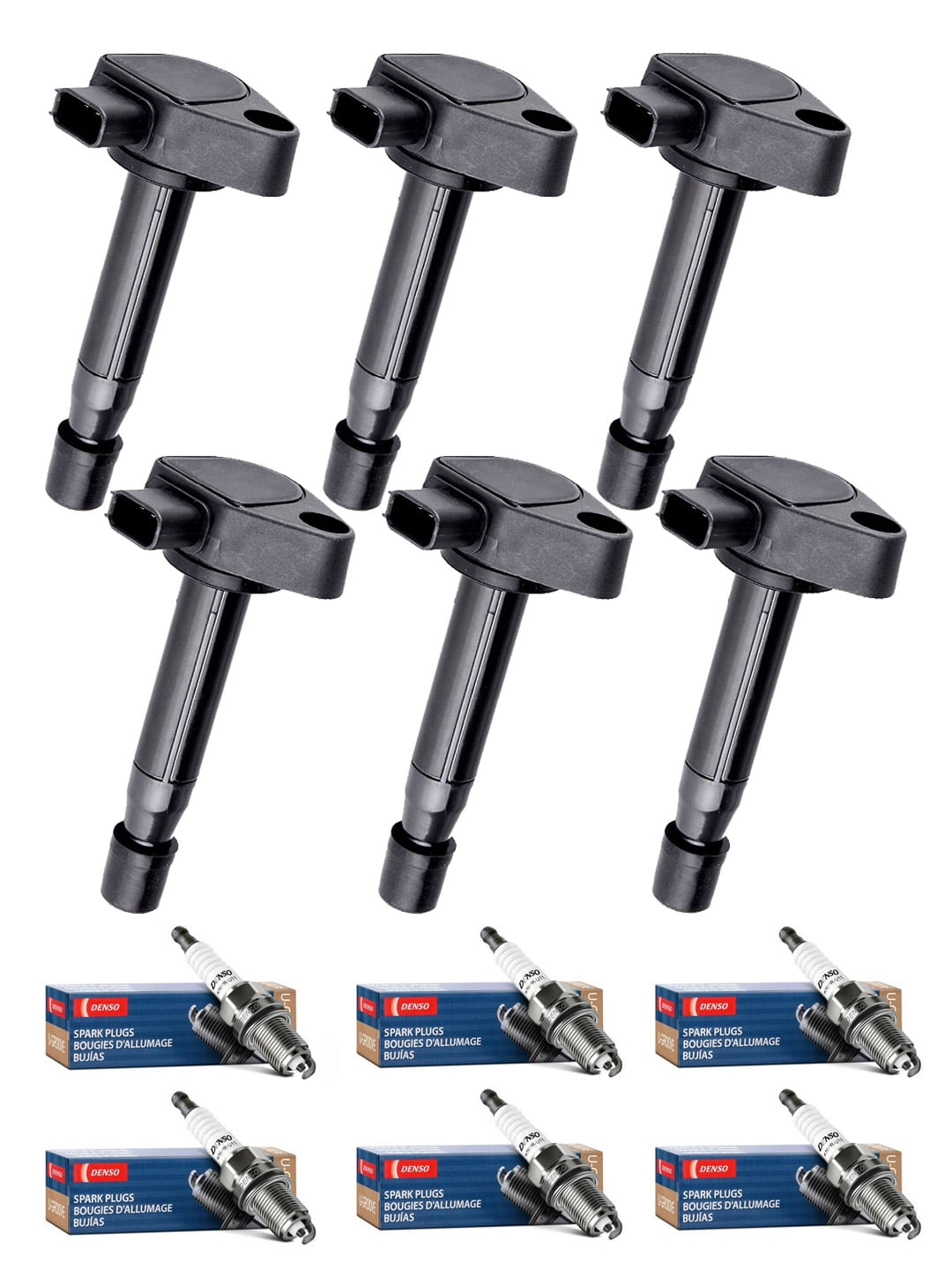 Set of 6 ISA Ignition Coils and 6 Spark Plug Compatible with 2008 Honda Ridgeline 3.5L V6 Replacement for UF400 C1460