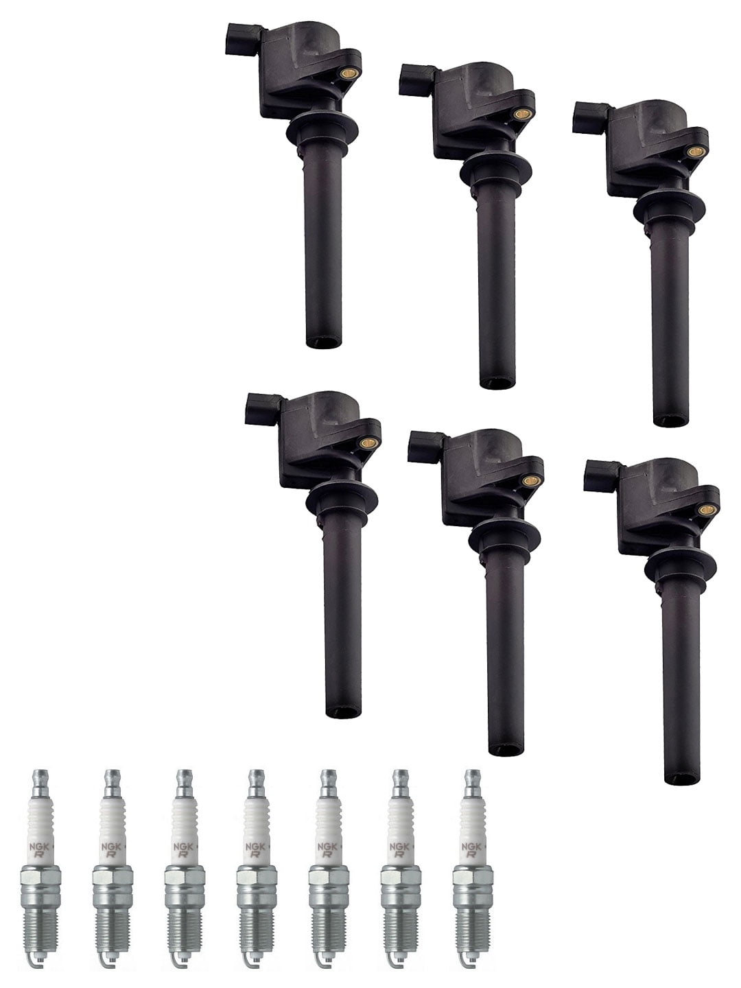 Set of 6 ISA Ignition Coils and 6 Spark Plugs Compatible with  2001-2003 Ford Escape XLT Sport Utility 4-Door 3.0L 2968CC 181Cu Replacement for FD502