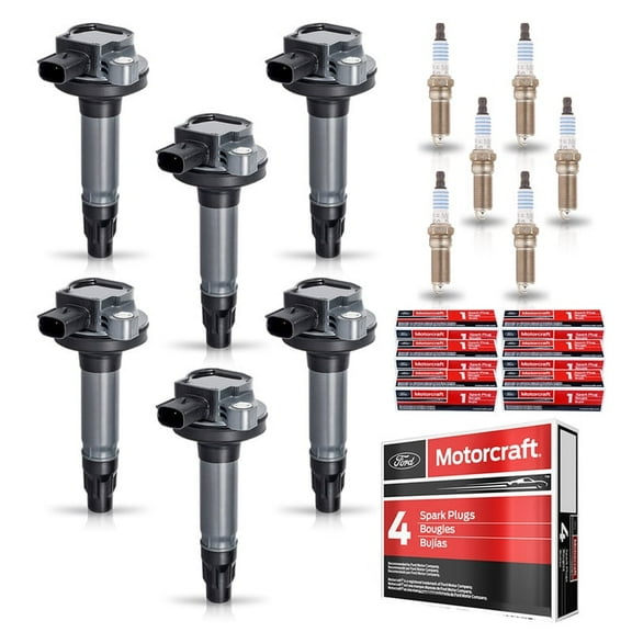 Set of 6 ISA Ignition Coils and 6 Motorcraft Spark Plugs Compatible with 2007 2008 Ford Edge SE Sport Utility 4-Door 3.5L V6 Replacement for UF553