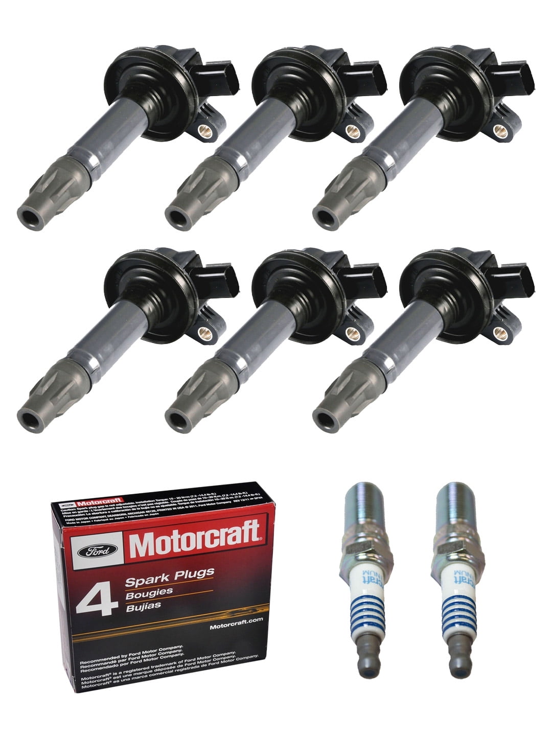 Set of 6 ISA Ignition Coils and 6 Spark Plugs Compatible with 2011-15 Ford Mustang V6 3.7L  Replacement for UF553