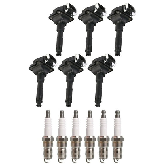 Set of 6 ISA Ignition Coils and 6 Spark Plugs Compatible with Audi S4 2000-2002 2.7L V6 2671cc -ci Replacement for UF290
