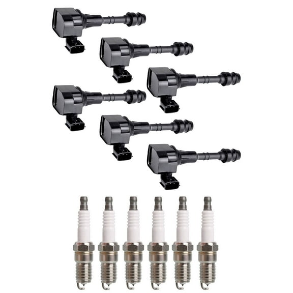 Set of 6 ISA Ignition Coils and 6 Spark Plugs Compatible with Nissan Maxima 2004 SL Premium Sedan 4-Door 3.5L 3498CC V6  Replacement for UF349