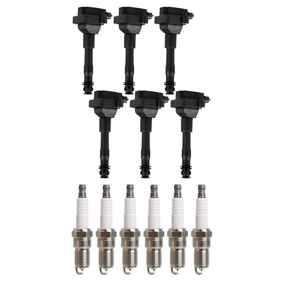 Set of 6 ISA Ignition Coils and 6 Spark Plugs Compatible with Porsche 911 2001-2009 3.6L H6 3606cc -ci; Turbo; Turbocharged Replacement for UF544