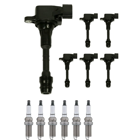 Set of 6 ISA Ignition Coils and 6 Spark Plugs replace for 2001-2012 Nissan Pathfinder 4.0L 3954CC V6 GAS DOHC Compatible with UF349