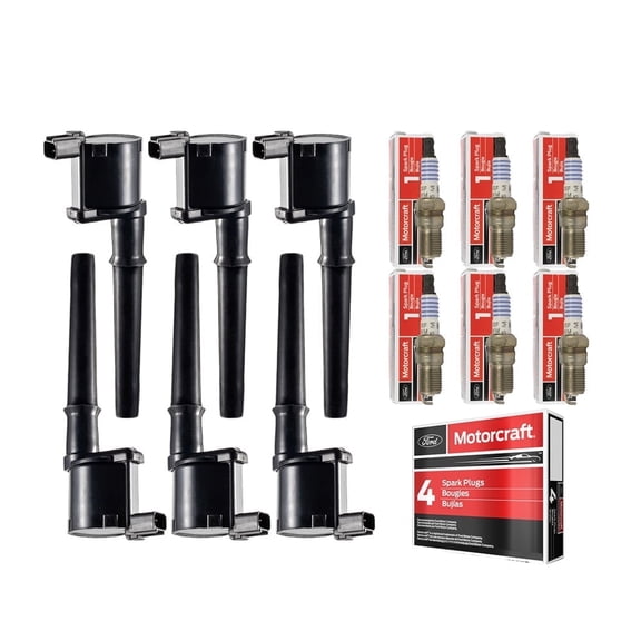 Set of 6 ISA Ignition Coils and Motorcraft Platinum Spark Plugs Compatible with 2001-2004 Ford Escape 3.0L V6 Replacement for FD502