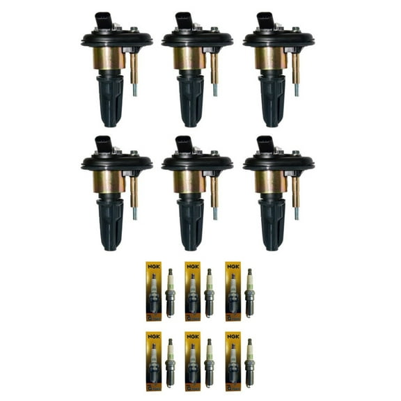 Set of 6 ISA Ignition Coils and NGK Spark Plugs Compatible with 2004-2005 GMC Z71 Fleet Crew Cab Pickup 4-Door 3.5L Replacement for UF303
