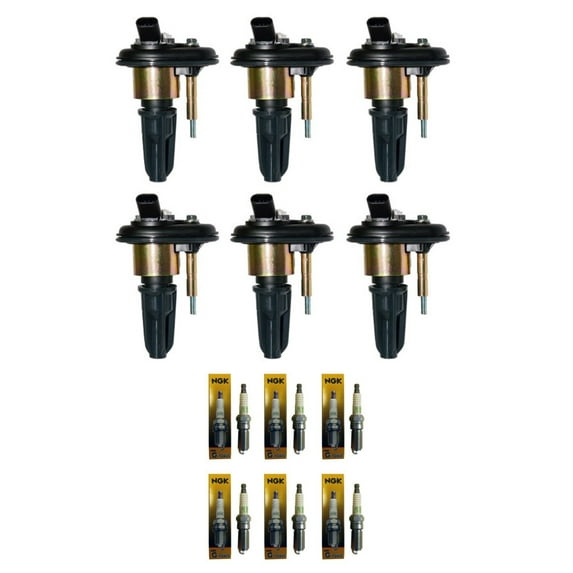 Set of 6 ISA Ignition Coils and NGK Spark Plugs Compatible with 2005 Saab Linear Sport Utility 4-Door 4.2L Replacement for UF303