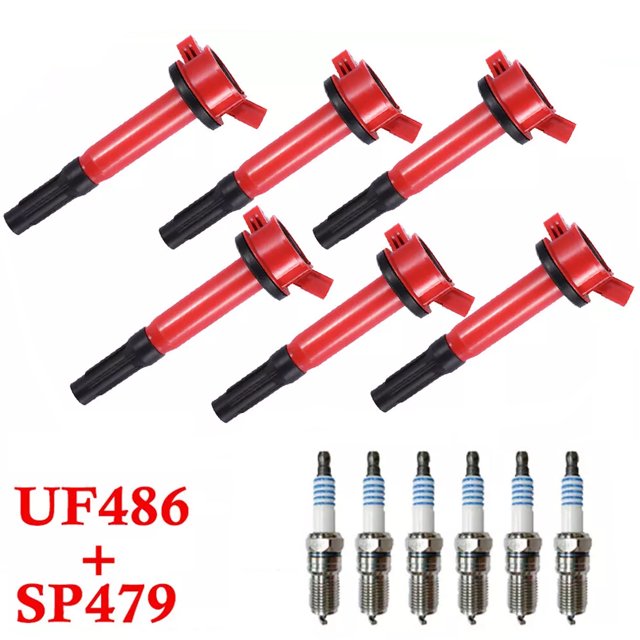 Set of 6 Ignition Coils & Spark Plugs Compatible with Ford Fusion
