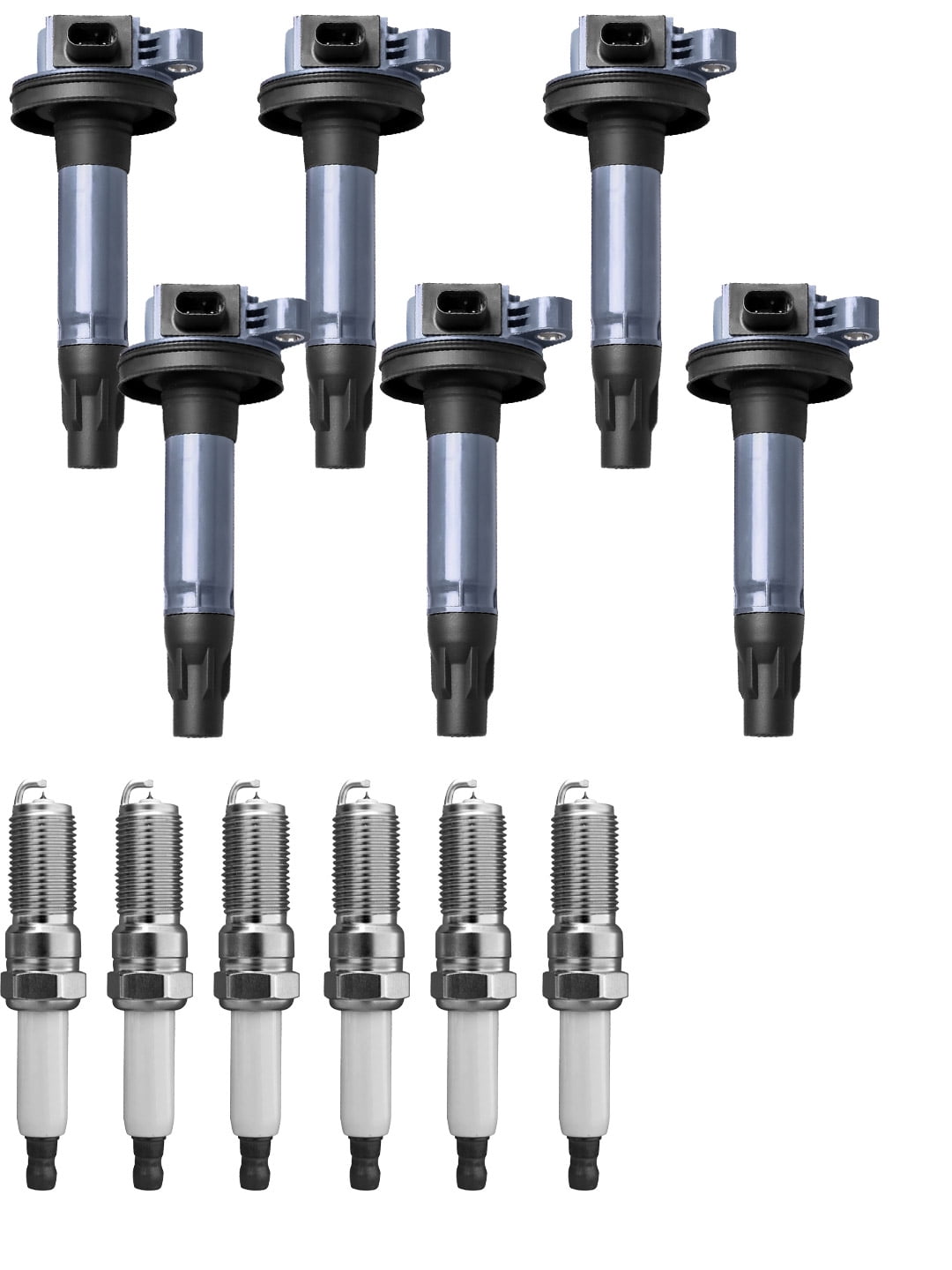 Set of 6 Ignition Coils and 6 ISA Spark Plugs Compatible with 20102012