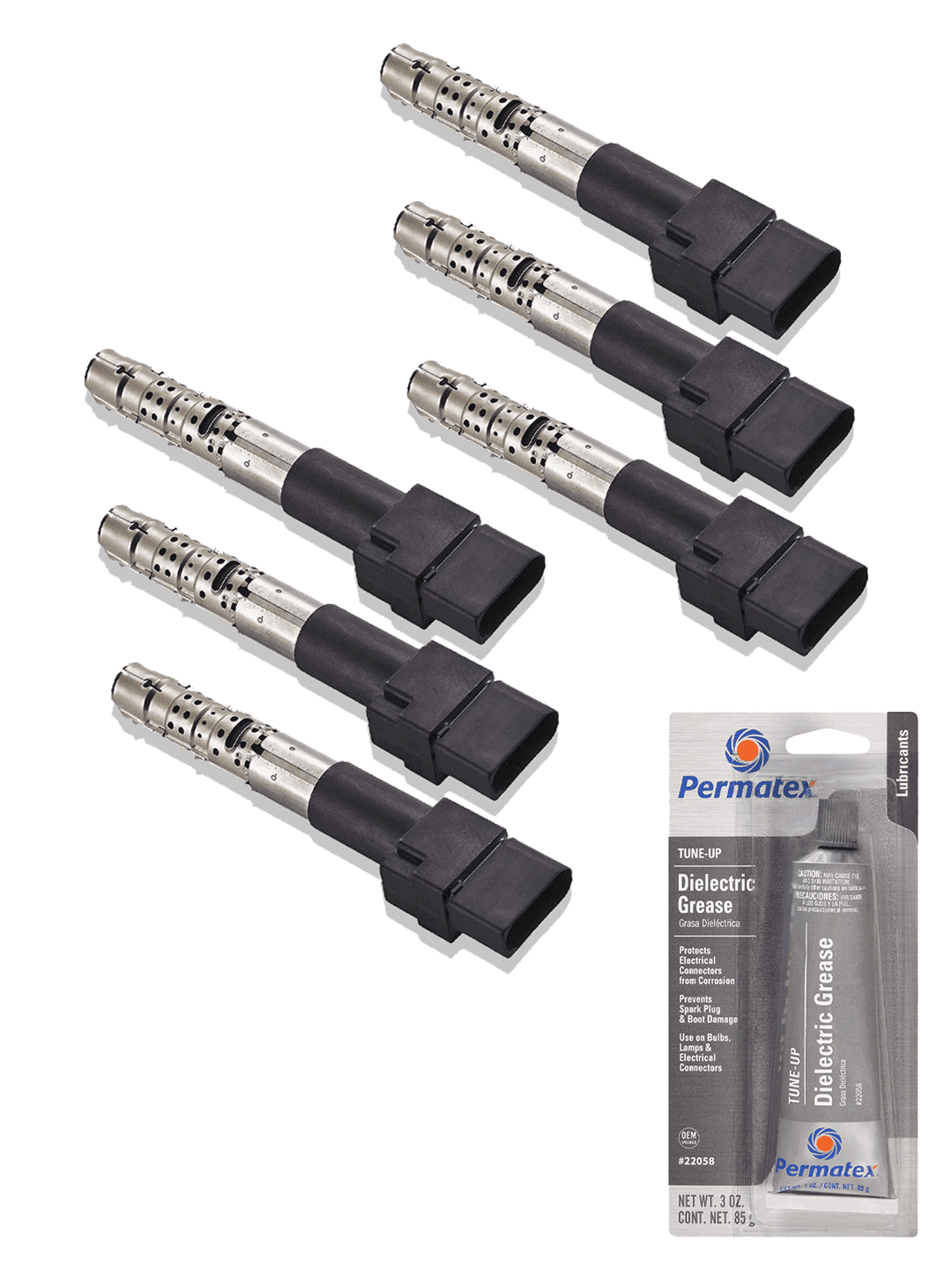 Set of 6 Ignition Coils and Permatex 22058 Dielectric TuneUp Grease