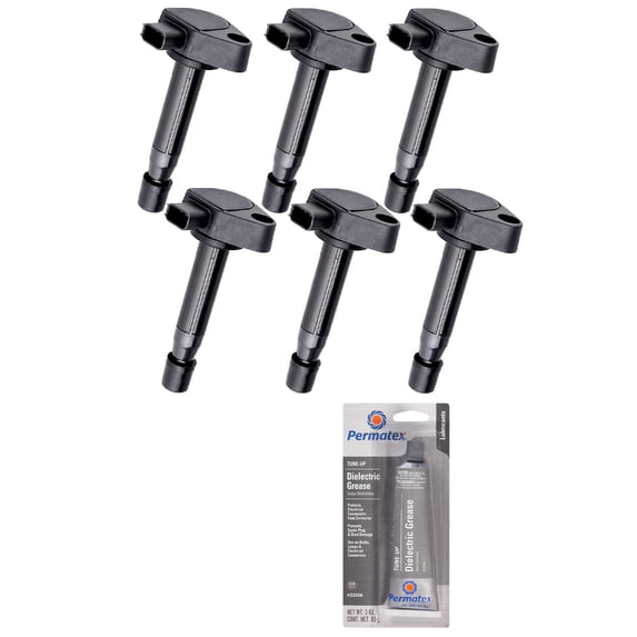 Set of 6 Ignition Coils and Permatex 22058 Dielectric Tune-Up Grease Compatible with 2004-2007 Saturn Vue 3.5L V6 Replacement for UF400 C1460