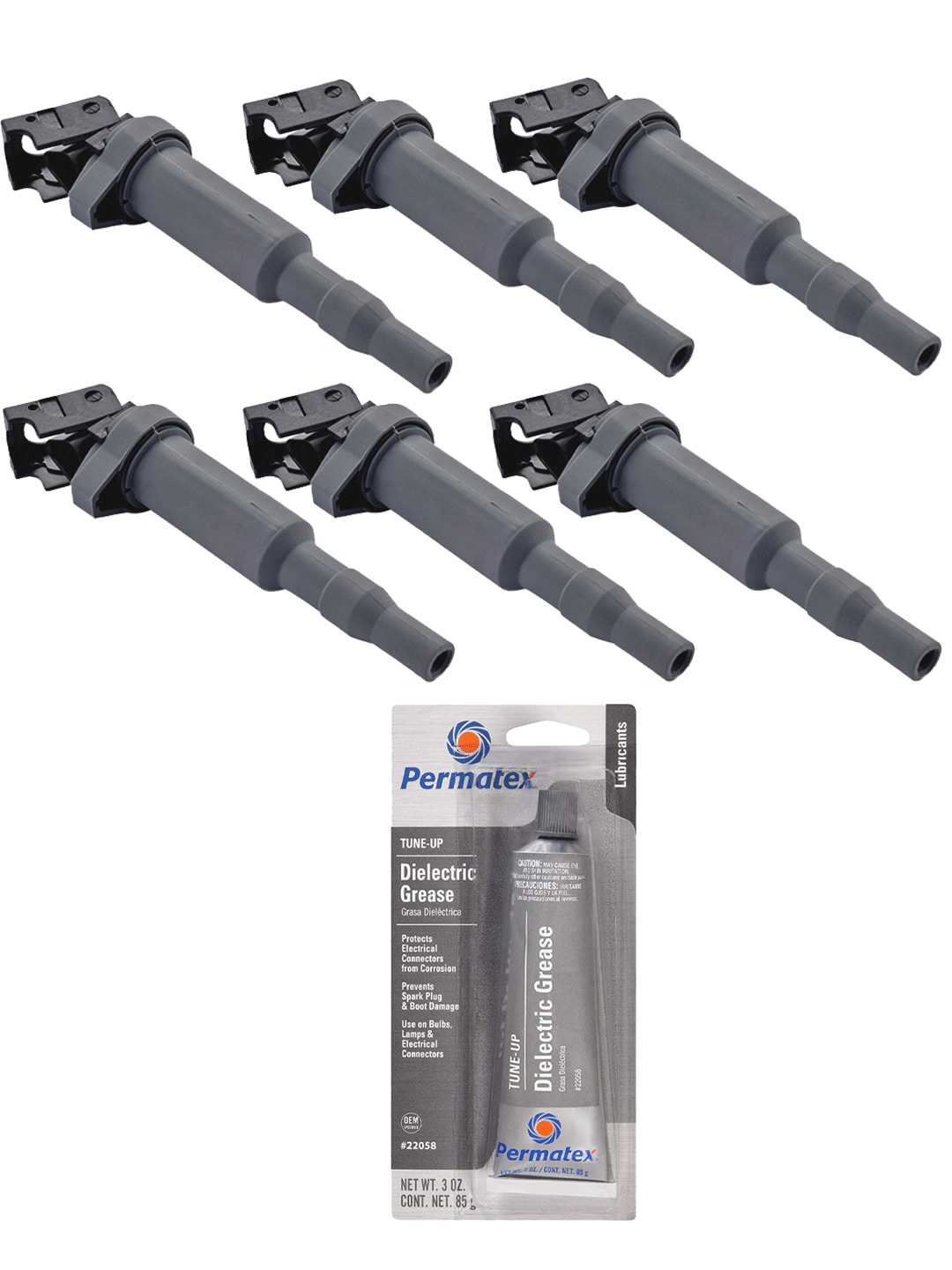 Set of 6 Ignition Coils and Permatex 22058 Dielectric TuneUp Grease