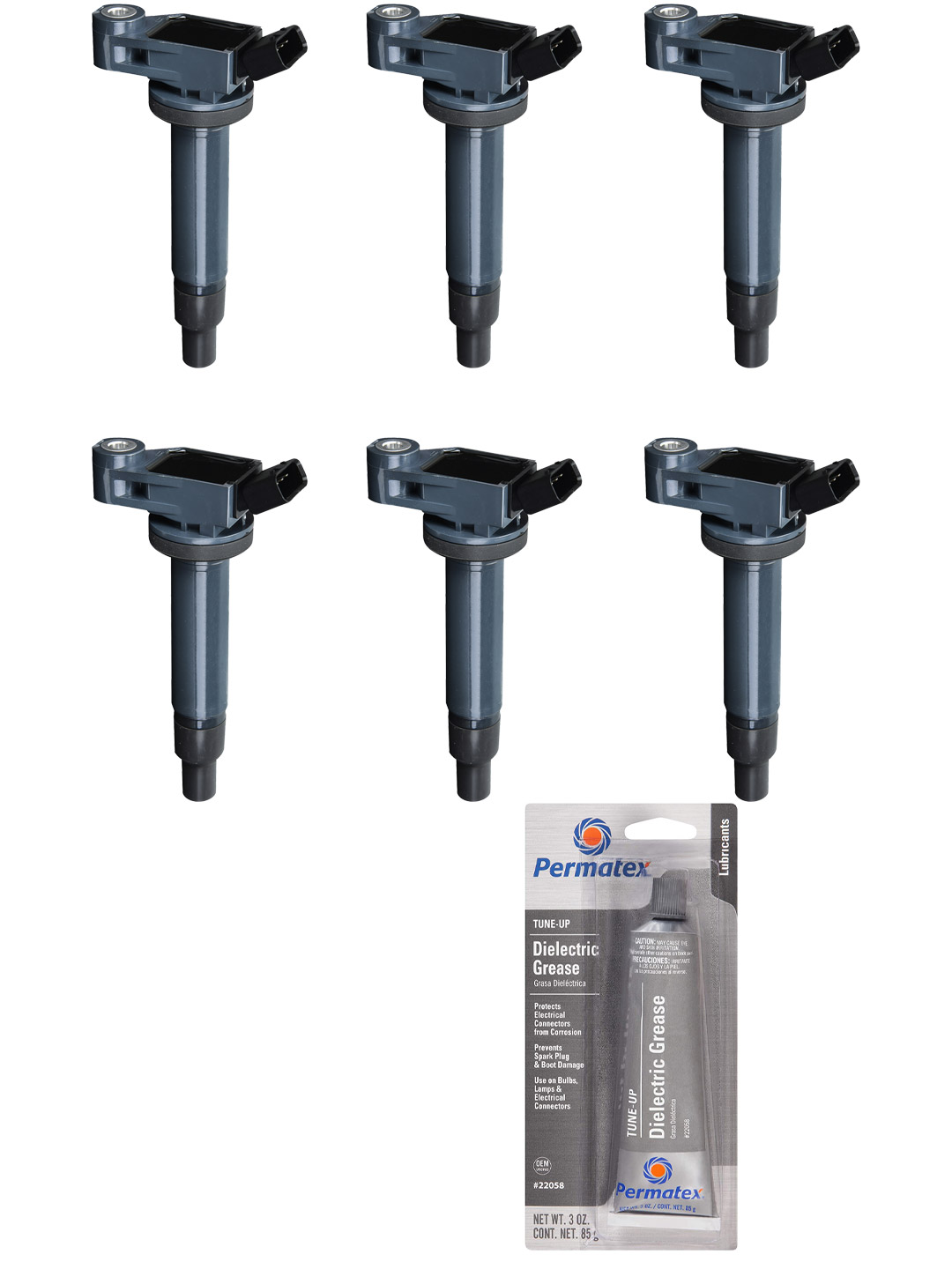 Set of 6 Ignition Coils and Permatex 22058 Dielectric TuneUp Grease