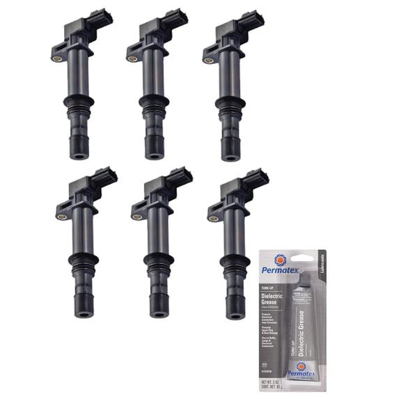 Set of 6 Ignition Coils and Permatex 22058 Dielectric Tune-Up Grease Compatible with 2007-2008 Dodge Nitro 3.7L V6 Replacement for UF270