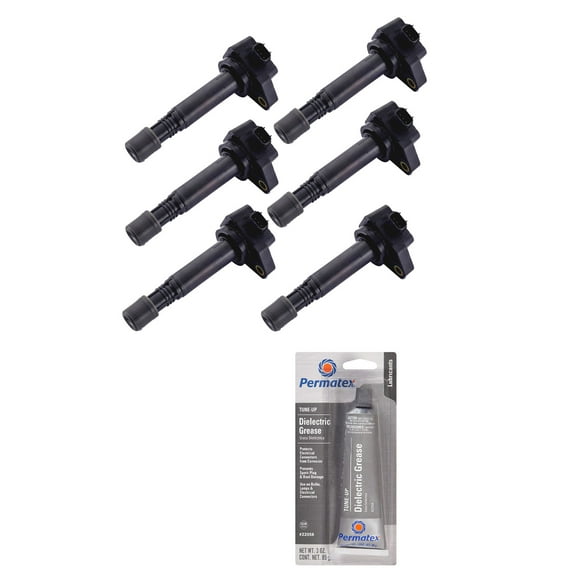 Set of 6 Ignition Coils and Permatex 22058 Dielectric Tune-Up Grease Compatible with 2008-2016 Honda Odyssey 3.5L V6 Replacement for UF624