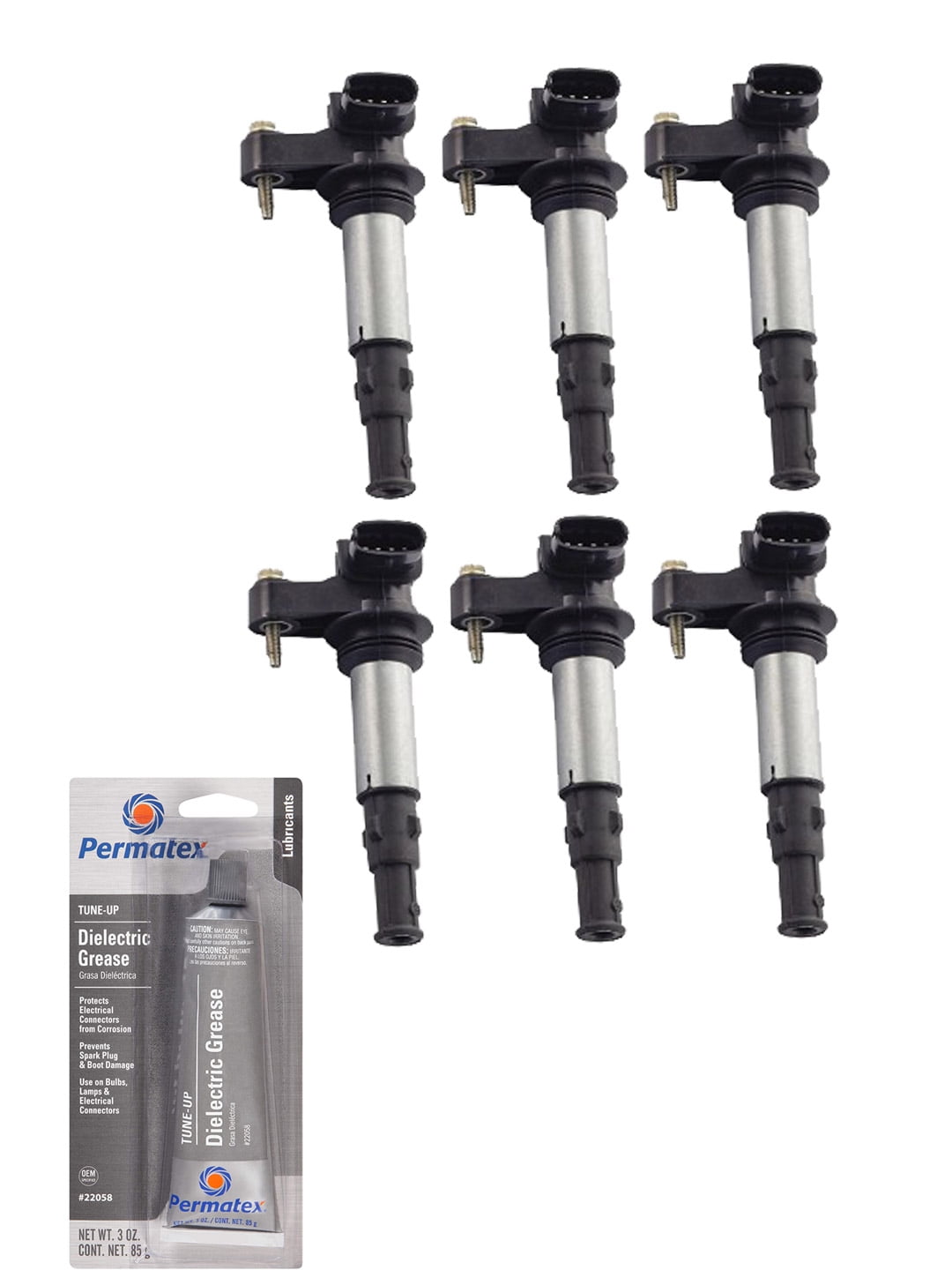 Set of 6 Ignition Coils and Permatex 22058 Dielectric TuneUp Grease