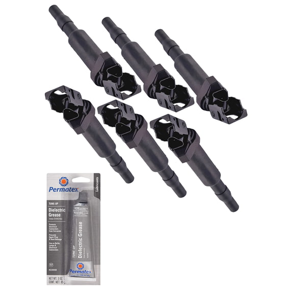 Set of 6 Ignition Coils and Permatex 22058 Dielectric Tune-Up Grease Compatible with 2010 BMW 650i 4.8L V8 4837cc -ci Replacement for UF592