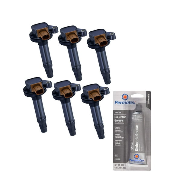 Set of 6 Ignition Coils and Permatex 22058 Dielectric Tune-Up Grease Compatible with 2013-2017 Ford Explorer 3.5L V6 Replacement for UF646