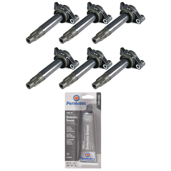 Set of 6 Ignition Coils and Permatex 22058 Dielectric Tune-Up Greasel For 2004 2005 2006 Toyota Camry 3.3L V6 Replacement for UF430