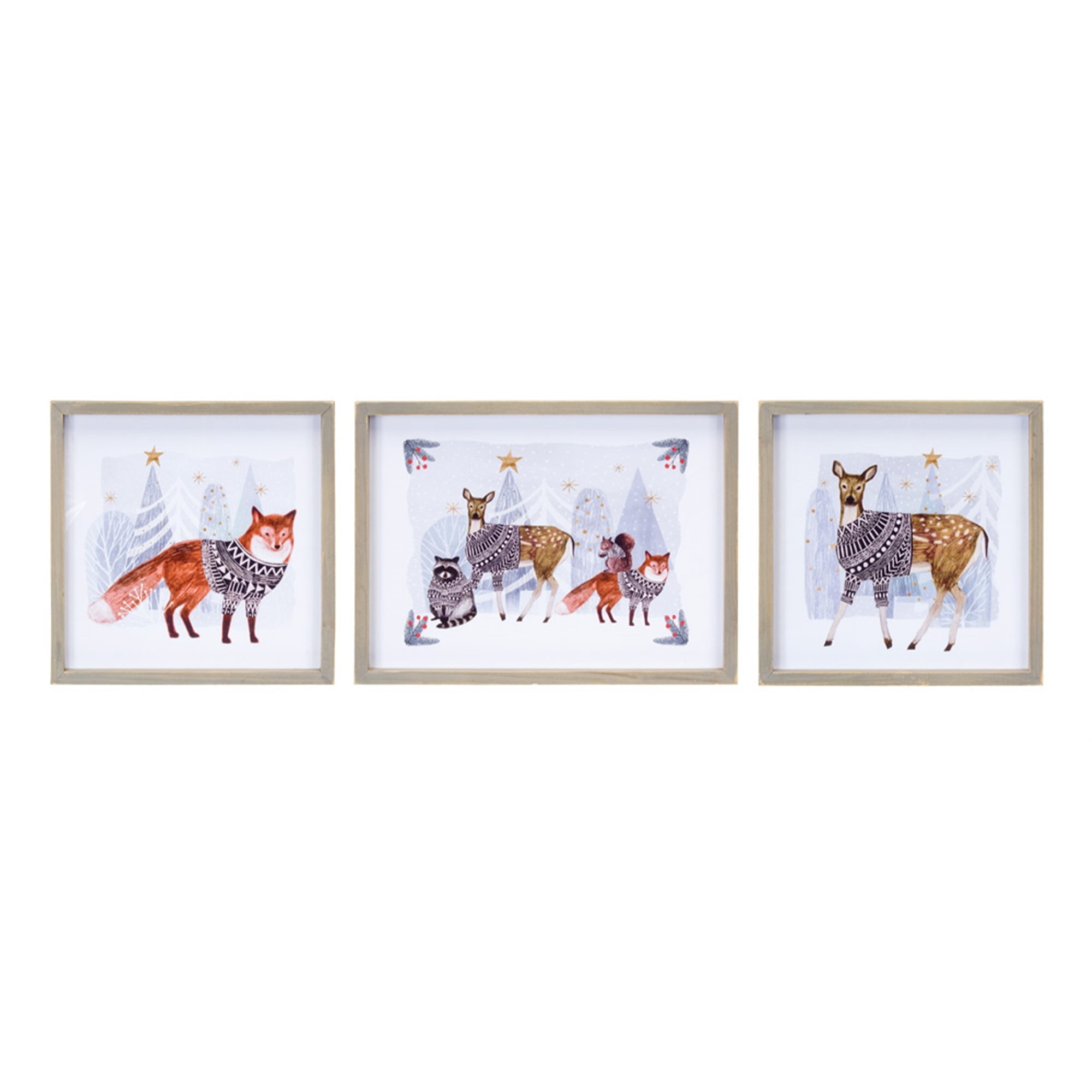 Set of 6 Ivory and White Contemporary Framed Animal Print, 16"