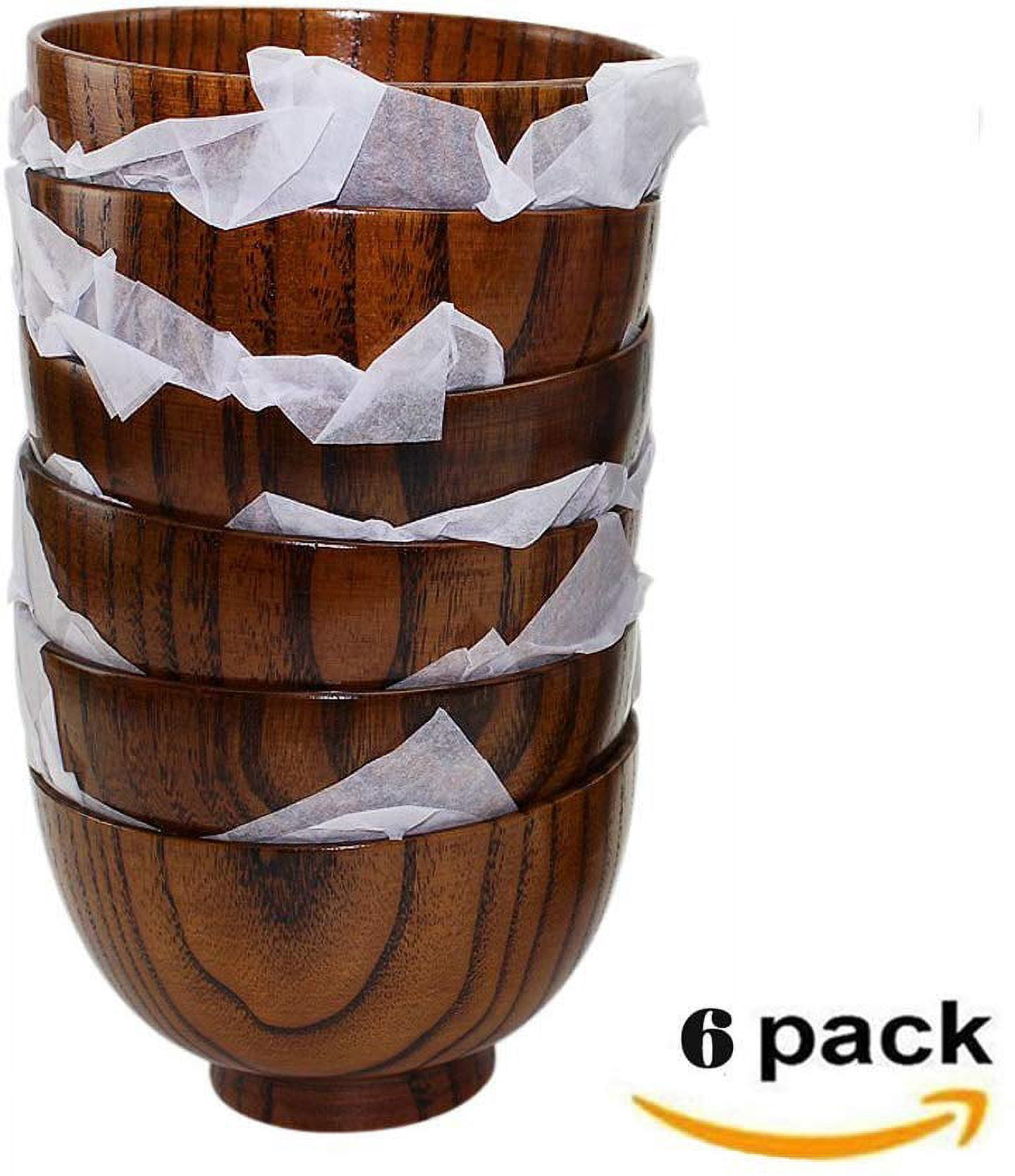 Japanese Style Solid Wooden Bowl Set - Handcrafted Soup, Rice & Noodle Bowl (Small Size) - View #2